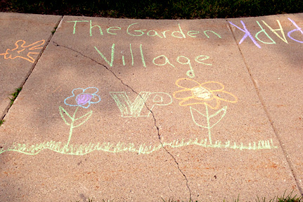 The Garden Village, Written on the Sidewalk